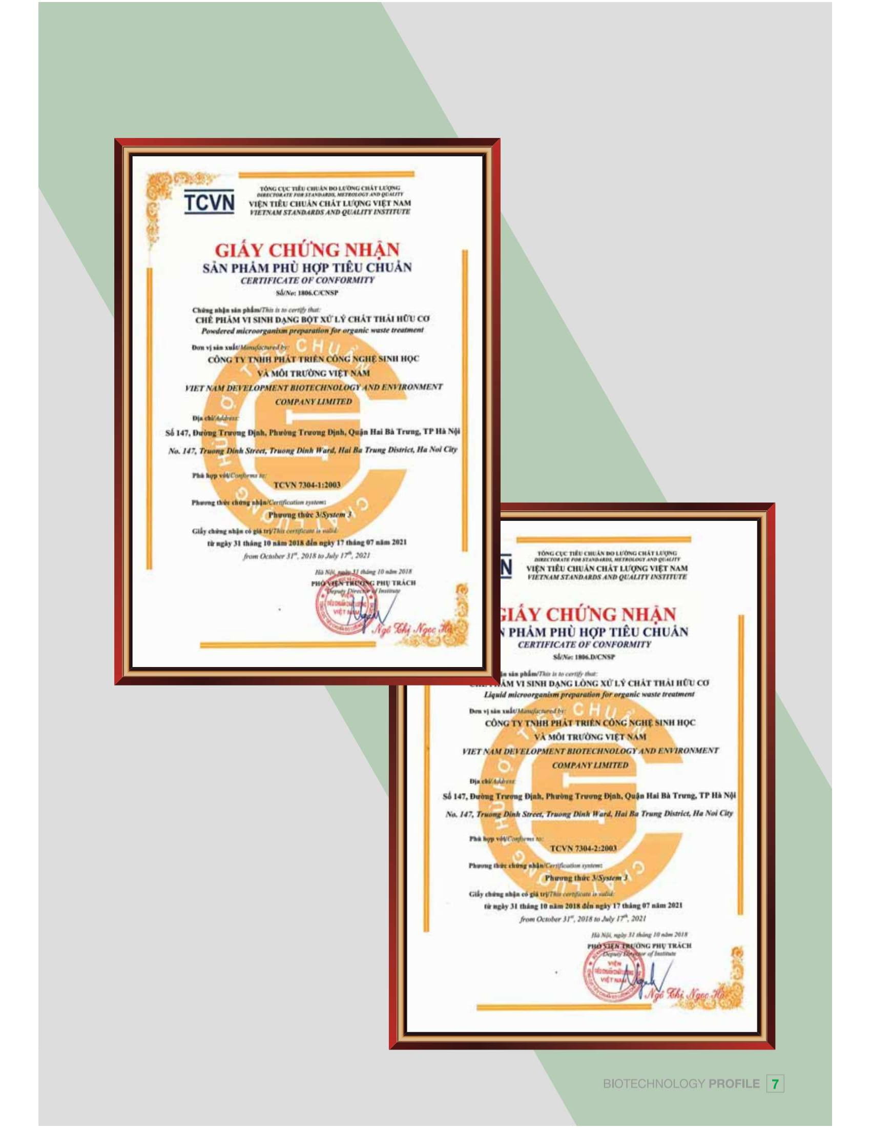 Giấy phép kinh doanh của Biotech